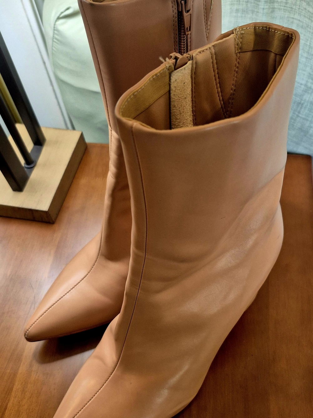 Women's Tan Leather Mid-Calf Boots